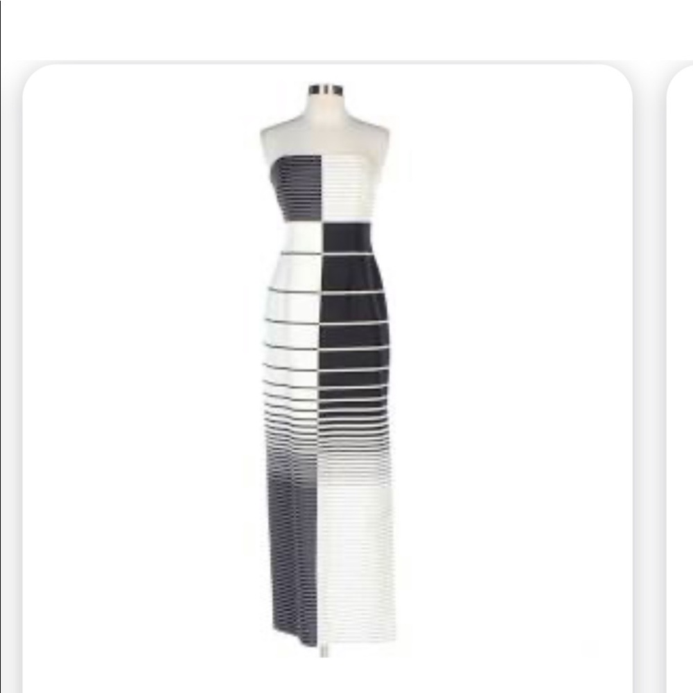 David Meister size 8 strapless striped dress